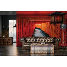 Eine Fototapete von einem Korridor mit 3D-Effekt inspiriert von China für das Schlafzimmer und Wohnzimmer.