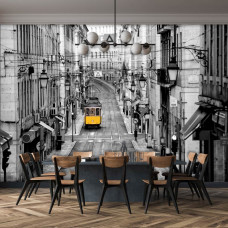 Eine Fototapete mit einer gelben Straßenbahn in San Francisco für die Küche.