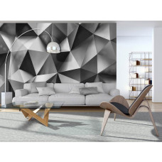 Eine Fototapete mit geometrischen 3D-Formen in einem künstlerischen Design.