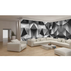 Eine Fototapete mit abstrakten 3D-Formen in einer verspielten Komposition.