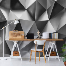 Eine Fototapete mit geometrischen Formen in einem abstrakten Stil, ideal für ein Büro.
