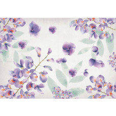 Fototapete mit gemalten Blumen und Blütenblättern, abstrakte und farbenfrohe Malerei für ein künstlerisches Aussehen.