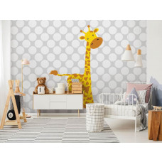 Eine Fototapete mit einer Giraffe für Babyzimmer, Kinderzimmer und Mädchenzimmer.