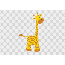 Fototapete mit einer Giraffe im Babyzimmer, fröhliches Tierdesign.