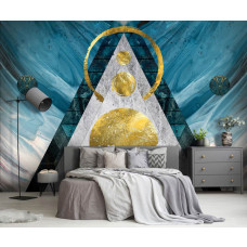 Eine Fototapete mit einem glamourösen abstrakten Kunstwerk im Art-Deco-Stil für das Schlafzimmer.