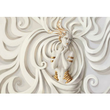 Fototapete mit goldener Frau und künstlerischem Relief, ideal für eine luxuriöse und künstlerische Atmosphäre in jedem Raum.