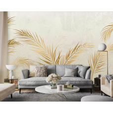 Eine Fototapete mit Blattgold auf Beton in einem nahtlosen Airtex-Design, ideal für ein Wohnzimmer.