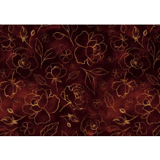 Fototapete mit goldenen Blumen und Blättern, raffinierte Malerei mit lebendigen Farben für einen luxuriösen Look.