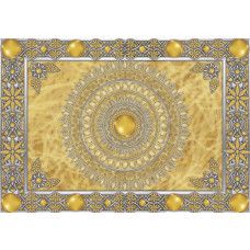 Fototapete mit einem goldenen Mandala und tibetischem Design im abstrakten buddhistischen Stil.