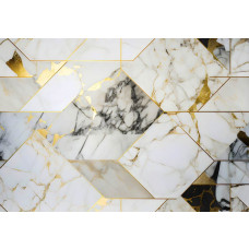 Goldene Marmormuster in geometrischen Formen, attraktiv auf einer abstrakten Fototapete wiedergegeben.