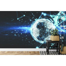 Eine Fototapete mit einer 3D-Grafikdarstellung von Fußball-Leidenschaft.