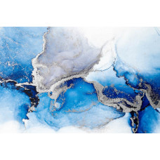 Fototapete aus grauem und blauem Marmor, wo die subtilen Töne einen ruhigen und stilvollen Hintergrund schaffen.