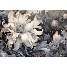 Große weiße Blume auf dieser Fototapete dargestellt, mit einem minimalistischen Design, das die Blume im Detail zeigt.