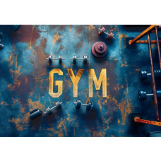 Fototapete mit einem Fitnessstudio mit Fitnessgeräten, ideal für Sportliebhaber.