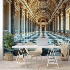 Fototapete eines luxuriösen goldenen Saals in einem professionellen Büro.