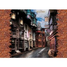 Ein Fototapete mit Harry Potter Wegisweg - Diagon Alley, bei dem die stimmungsvolle Zaubererstraße mit magischen Schaufenstern und verzaubernder Beleuchtung zum Leben erwacht.