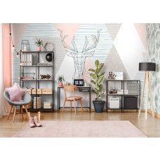 Eine Fototapete mit abstraktem Hirsch im Kunststil für das Schlafzimmer.