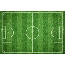 Fototapete mit einem Fußballfeld mit leuchtend grünem Gras, bereit für ein spannendes Spiel.