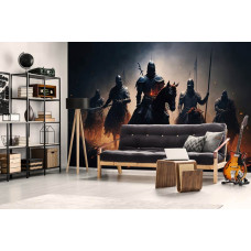 Eine Fototapete mit einem mittelalterlichen Ritterthema, speziell für ein Spielzimmer entworfen.