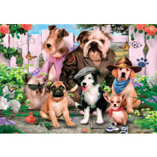 Hunde im Karneval, tollwütige Tier-Fototapete mit einem fröhlichen und festlichen Look...