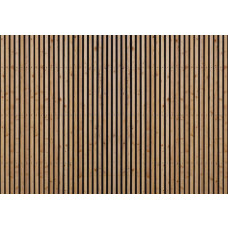 Fototapete von Holzpanelen und Latten, mit einem akustischen Wandpaneel-Design.