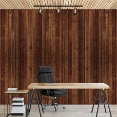 Eine Fototapete mit Holzplanken in warmen Brauntönen, geeignet für ein Büro.