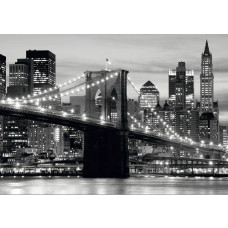 Eine Schwarz-Weiß-Fototapete der kultigen Brooklyn Bridge in New York City.