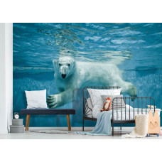 Fototapete Eisbär unter Wasser für das Kinderzimmer.