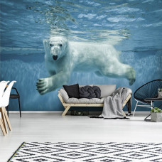Fototapete Eisbär unter Wasser für das Wohnzimmer.