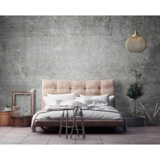 Eine Fototapete mit Industriebeton für das Schlafzimmer.