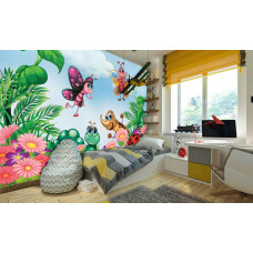 Eine Fototapete mit Insekten für Kinder im Babyzimmer und Kinderzimmer.