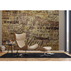 Eine Fototapete mit einer inspirierenden Leinwand Glauben in einem Wohnzimmer mit Vliestapete.