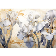 Iris Germanica White Knight Blumen, weiß und elegant, detailliert auf dieser Fototapete.