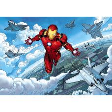 Fototapete Iron Man im Flug, epische Action aus Marvel-Filmen.