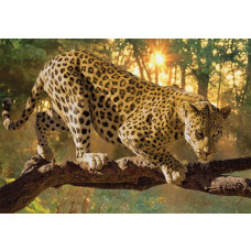 Fototapete eines Jaguars im Wald, mit realistischen Farben und lebendigen Details.