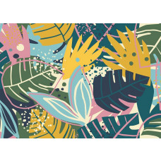 Eine Fototapete von Dschungelblättern im Kunststil.