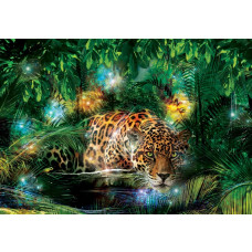 Dschungelpanther und Gepard in der Natur auf Fototapete, für einen abenteuerlichen Effekt.