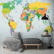 Eine Fototapete mit einer Weltkarte der Erde für Wohnzimmer.