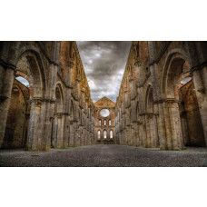 Eine Burg mit gotischer Architektur und 3D-Effekten auf einer beeindruckenden Fototapete.