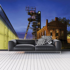 Eine Fototapete mit dem Museum in Kattowitz in Polen, mit einem authentischen Stadt-Look für das Wohnzimmer.