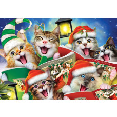 Lustige Katzen mit Weihnachtsthema, Fototapete mit einem verspielten und festlichen Look.