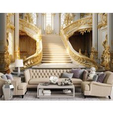 Eine Fototapete von einer kaiserlichen Treppe in einem Palast in einem klassischen Wohnzimmer.