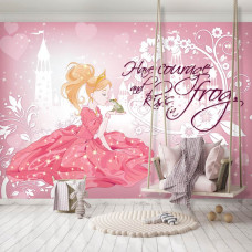 Fototapete mit der Froschkönigin aus einem Märchen für Mädchenzimmer.