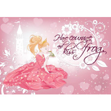 Fototapete mit der Froschkönigin, Märchendesign für Kinder.