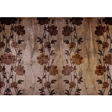 Klassische Blumen in Brauntönen auf Fototapete, rustikal und elegant.