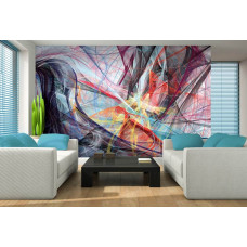 Eine Fototapete mit abstrakter Kunst in einem farbenfrohen und modernen Stil.