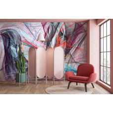 Eine Fototapete mit leuchtenden Farben im abstrakten Kunststil, ideal für eine Galerie.