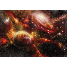 Buntes Universum mit Sternen und Planeten, eingefangen auf dieser Fototapete mit einer lebendigen Darstellung des Kosmos.