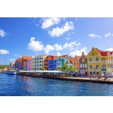 Fototapete mit den bunten Häusern der Handelskade in Willemstad auf Curaçao.