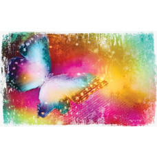 Eine Fototapete mit einem bunten Schmetterling in einem lebendigen Kunstwerk.